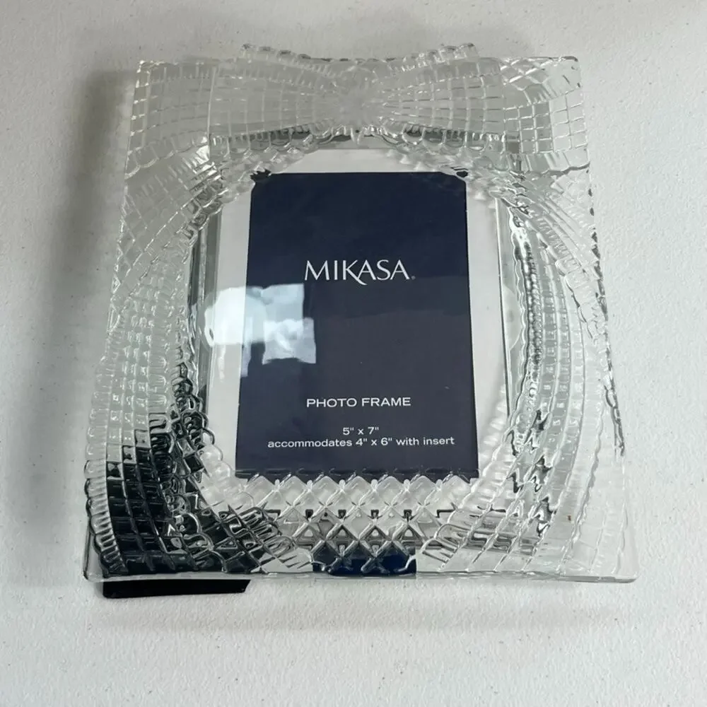 Mikasa Photo Frame Crystal Draped Bow Frame Home Décor 5x7